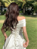 Summer Women New Elegant Wedding White Dress Vintage A-Line Casual Midi Party Prom Vestidos Female Fashion Chic Robe Mujers