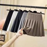 High Waist Pleated Skirt Women Preppy Style Zipper A Line Mini Skirts Woman Solid Color Summer Short Skirts Female