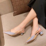 New Summer Fashion Pointed Toe Pure Color Non-slip Buckle Strap Sexy Women Sandal Chunky Heels Banquet Women Shoes G314