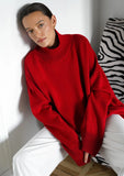 Darianrojas  -  holiday outfits Women's Turtleneck Sweater Oversize Winter Vintage  Knitted Red Sweater Pullover Women Soft Gray Warm Sweater for Women