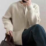 Darianrojas  -  holiday outfits Autumn New O-neck Zip Up Sweater Cardigan Coat Korean Casual Loose Knitted Jackets Fall Winter Knitwear Warm Soft Coat Tops