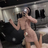 Darianrojas  -  Sexy Sweater Set Women's Outfits Autumn Winter New Knitted Slim Fit Top and Hip Wrap Skirt Two-piece Sets Y2k Ensemble Femme