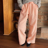 Lounge Pants y2k Clothes Women Plaid Print Drawstring High Waist Loose Trousers with Pockets 2000s Clothing Streetwear