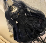 Vintage Gothic Lolita Dress Victorian Harajuku Women Elegant Rose Lace Ruffles Party Dresses Cosplay Girly Sexy Y2K Slip Dress