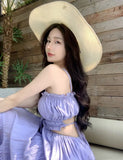 Summer White Vacation Backless Lace-up Fairy Dresses Women Purple Elegant Party Sexy Club Pleated A-line Long Dress Ladies