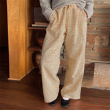 Lounge Pants y2k Clothes Women Plaid Print Drawstring High Waist Loose Trousers with Pockets 2000s Clothing Streetwear