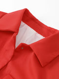 Lapel Pocket Red Jacket Women  Autumn Winter Long Sleeve Single-breasted Casual Short Coat Elegant Office Lady Commuter Tops