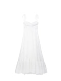 Female Beach Style Dress White Sling Sleeveless Backless Lace-Up Decoration Zipper Summer Fashion Women Long Dresses