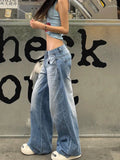 Darianrojas  -  Women American Vintage Y2k Japanese Harajuku Streetwear Baggy Low Rise Denim Pants Long Trousers 2000s Aesthetic Jean Kpop Punk