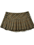 Women New Fashion Preppy Style Plaid Printed Pleated Mini Skirt Hot Sweet Low Waist Sexy Super Short Skirts