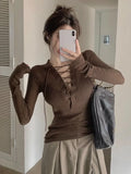 Y2k Aesthetic Sexy Bandage Women Sweaters See Through Slim Vintage Solid Pullovers Harajuku Grunge All Match Bottoming Knitwear