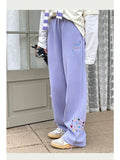 Kawaii Japanese Star Beige Pants Women Preppy Korean Style Cute Wide Leg Trousers Female Casual Sweet Sweatpants Girl