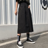 Harajuku Long Skirt Pants Women Elastic Waist Oversized Cargo Pants Woman Summer Streetwear Wide Leg Trousers Female