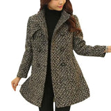 Darianrojas  -  New Women's Wool Blends Coat Winter Autumn Fashion Elegant Mother Turtleneck Plaid Slim Long Tweed Woolen Outerwear Female