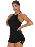 Sexy Black Rompers Shorts Outfits Clubwear Drawstring Bodycon Playsuit Jumpsuit Women Clothes Womens Summer Body Clothing