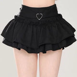 Darianrojas  - holiday outfits Kawaii Mini Skirt Black Pink Women's Skirt Fairycore Lolita Ruffle Pleated Skirt Cute Miniskirt Y2k Clothes Safety Short