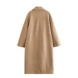 Darianrojas  -  New OuterwearChic Overcoat FashionWomen's Soft Oversized Woolen Coat Long SleeveFront Welt PocketsFemale