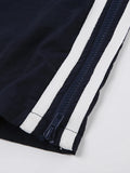 Side Zipper Split Contrast Stripe Loose Casual Women Straight Leg Pants Y2K Baggy Trousers