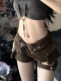 Darianrojas  -  Women Dark Academia Goth Harajuku Fashion Gyaru Kpop Jean Shorts Denim Grunge Hot Pants 2000s Aesthetic Grunge Tide Goblin Core