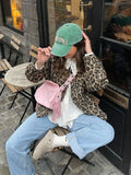 Fashion Single Breasted Leopard Print Short Jackets For Women Causal Loose Long Sleeved Coats New Spring Female Street Outwear