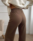 Darianrojas  -  holiday outfits Women's Winter Pants Thick Warm Loose Classic Long Wide Leg Trousers Thermal Brown Beige Wool Long Pants for Women