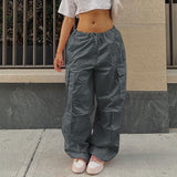 Y2K Clothing Oversized Plus Size Low Waist Parachute Loose Baggy Sweatpants Trousers Women Jogger Cargo Pants Streetwear Outfits