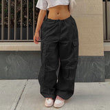 Y2K Clothing Oversized Plus Size Low Waist Parachute Loose Baggy Sweatpants Trousers Women Jogger Cargo Pants Streetwear Outfits