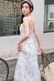 Vintage Summer Party Midi Elegant Dress Women French Hepburnesque Sexy Design High Waist Casual Sleeveless Chiffon Sweet Dress