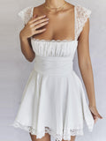 Sexy A Line White Dress Short Lace Holiday Club Party Dresses Casual Mini Sweet Back Lace Up Birthday Dresses for Women