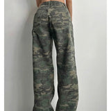 Camouflage Cargo Pants Women Y2K Streetwear Low Rise Jeans Retro Wide Leg Trousers Denim Straight Trousers Harajuku