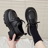 Darianrojas  -  Women Spring New Black Platform Flats Shoes Women Loafers Slip on Boat Shoes Designer Casual Leather Oxfords