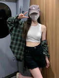 Darianrojas  - holiday outfits Women's Plaid Blouse Long Sleeve Check Shirt Green Pink Tops Female Basic Cheap Women's Korean Fashion Reviews Many Clothes