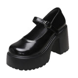 Darianrojas  -  Black Super High Heels Mary Jane Shoes Women Goth Chunky Platform Pumps Woman Plus Size Ankle Buckle Party Lolita Shoes 42