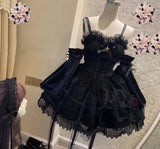 Vintage Gothic Lolita Dress Victorian Harajuku Women Elegant Rose Lace Ruffles Party Dresses Cosplay Girly Sexy Y2K Slip Dress