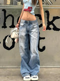 Darianrojas  -  Women American Vintage Y2k Japanese Harajuku Streetwear Baggy Low Rise Denim Pants Long Trousers 2000s Aesthetic Jean Kpop Punk