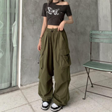 Y2K Women Streetwear Cargo Korean Harajuku Baggy Parachute Pants for Men Sweatpants Wide Leg Joggers Trousers Clothes