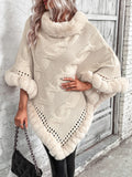 Darianrojas  - holiday outfits Autumn and Winter New Knit Collar Fried Dough Twists Pattern Cardigan Cloak Sweater Women