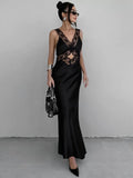 Lace Slim Maxi Dresses For Women Clothing Deep V Neck Sexy High Wasit Long Dress Party Fashion Evening Dress Woman 