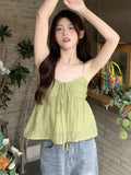 Korean Sweet Cami Top Bowknot Lace-Up Sleeveless T-Shirt Elegant Youth Clothes Women Fashion Off Shoulder