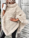 Darianrojas  - holiday outfits Autumn and Winter New Knit Collar Fried Dough Twists Pattern Cardigan Cloak Sweater Women