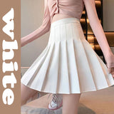 High Waist Pleated Skirt Women Preppy Style Zipper A Line Mini Skirts Woman Solid Color Summer Short Skirts Female