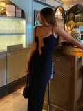 Chic Women Sexy Hollow Out Spaghetti Strap Maxi Dress Ladies Elegant Off Shoulder Sleeveless Dresses Female Evening Club Gown