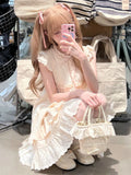 New Sweet Flying Sleeve Y2k Mini Dress Women Summer Lolita Kawaii Short Party Dress Hot Girls One Piece Dress Korean Style