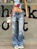 Darianrojas  -  Women American Vintage Y2k Japanese Harajuku Streetwear Baggy Low Rise Denim Pants Long Trousers 2000s Aesthetic Jean Kpop Punk