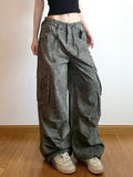 Print Camouflage Cargo Jeans Women Pockets Mid Waist Vintage Preppy Hippie Straight Denim Pants