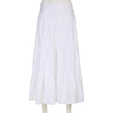 Fairycore Floral Edge A-line Long Skirt White Coquette Aesthetic Skirts Y2K Holiday Party Casual Outfit Sweet Skirts