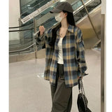 Darianrojas  - holiday outfits New Korean Fashion Tops Womens Plaid Shirt College Style Design Blouses And Tops Long Sleeve Casual Female Checked Clothes