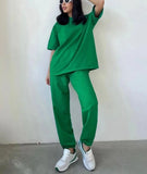 Darianrojas  -  holiday outfits Summer Women's Suit Cotton 100% Trousers Classic Outfit Loose Oversize Two Piece Set Women Top and Pants Casual Tracksuit Female