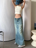 New Autumn Women's Blue Pocket Denim Long Skirts Vintage High Wasit Jeans Skirt Straight A-line Wrapped Hips Pencil Skirt Female