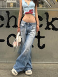 Darianrojas  -  Women American Vintage Y2k Japanese Harajuku Streetwear Baggy Low Rise Denim Pants Long Trousers 2000s Aesthetic Jean Kpop Punk